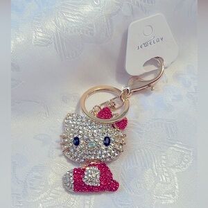 Hello Kitty purse keychain red with rhinestones